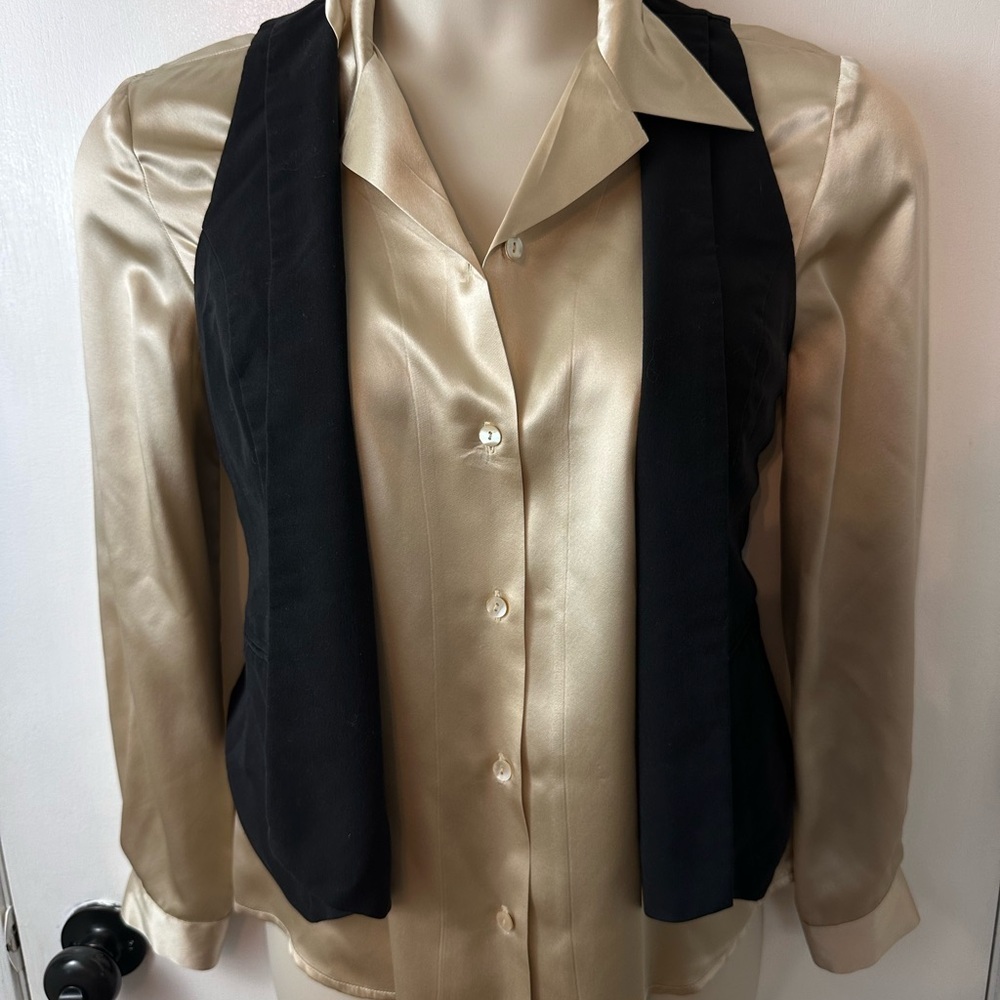 Black Y2K Sleevless Dressy open front vest size S #1520
